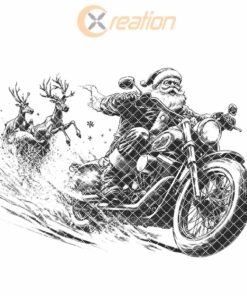 Christmas Santa Claus on Motorcycle, Charcuterie Board Engraving