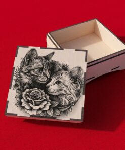 Scatola regalo con incisione 3D Couple of Cats