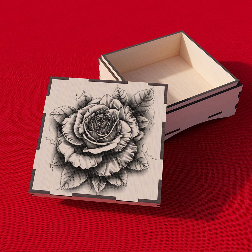 Scatola regalo 3D rose file tagliato al laser – Download SVG, DXF, AI