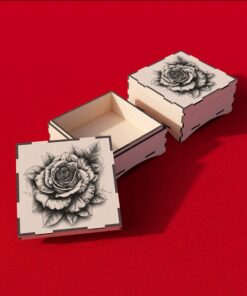 Scatola regalo 3D rose file tagliato al laser