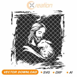 Jesus Holding Lamb SVG, for laser engraving, for