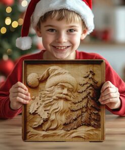 Fichier de gravure 3D au laser : Père Noël et sapin | PNG pour Glowforge et autres