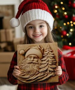 Gravure laser 3D : Père Noël et sapin | PNG pour Glowforge et autres