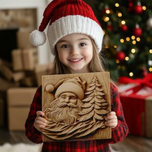 Gravure laser 3D : Père Noël et sapin