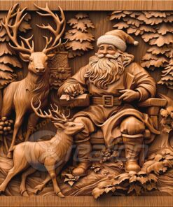 3D Laser Engraving: Santa & Reindeer | PNG