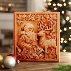 3D Laser Engraving: Santa & Reindeer | PNG