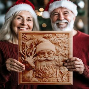 3D Laser Engraving: Santa & Reindeer | PNG