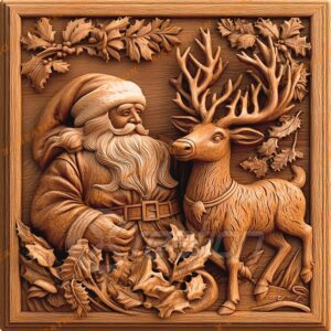 3D Laser Engraving: Santa & Reindeer | PNG