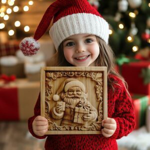 3D Laser Engraving: Smiling Santa with Gift |