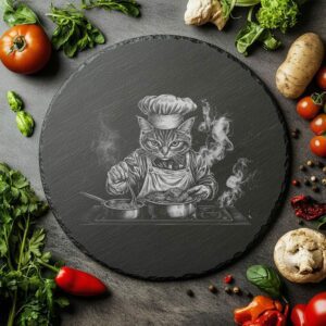 Cat Chef Slate Cheese Board | PNG Laser