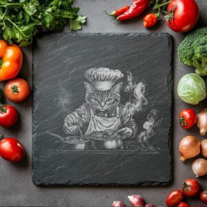 Cat Chef Slate Cheese Board | PNG Laser