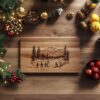 Children Building Snowman Charcuterie Board Engraving | Christmas