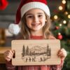 Children Building Snowman Charcuterie Board Engraving | Christmas