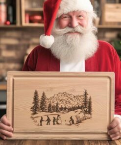 Children Building Snowman Charcuterie Board Engraving | Christmas