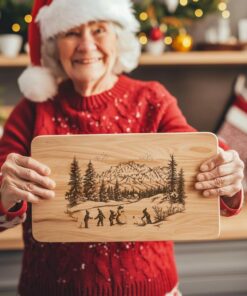 Children Building Snowman Charcuterie Board Engraving | Christmas