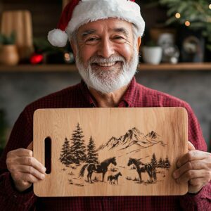 Horse Family Charcuterie Board | Christmas Laser Engraving File