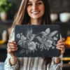 Hummingbird Family Slate Cheese Board | Laser Engraving