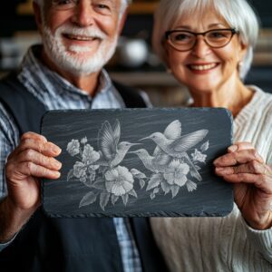 Hummingbird Family Slate Cheese Board | Laser Engraving