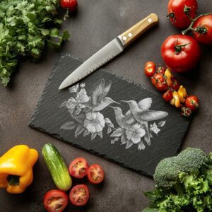 Hummingbird Family Slate Cheese Board | Laser Engraving