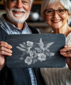 Hummingbirds Slate Chopping Board | Laser Engraving |