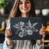 Hummingbirds Slate Chopping Board | Laser Engraving |