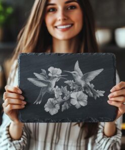 Hummingbirds Slate Chopping Board | Laser Engraving |