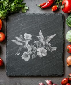 Hummingbirds Slate Chopping Board | Laser Engraving |