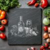 Laser Engraved Slate Cheese Board - Wine &