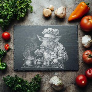 Pig Chef Slate Chopping Board | Laser Engraving