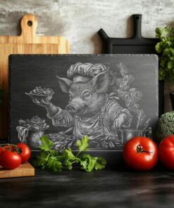 Pig Chef Slate Chopping Board | PNG Laser