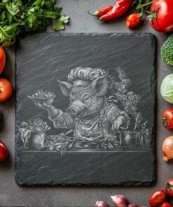 Pig Chef Slate Chopping Board | PNG Laser