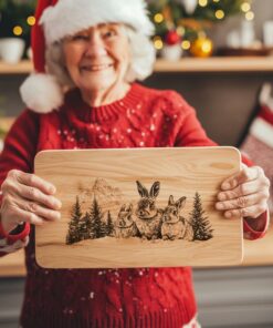 Rabbit Family Charcuterie Board Engraving | Christmas Kitchen