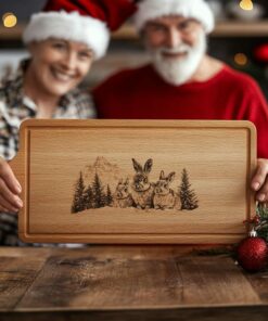 Rabbit Family Charcuterie Board Engraving | Christmas Kitchen