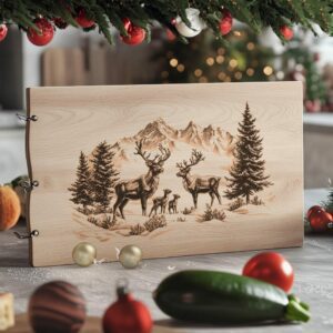  Plateau de charcuterie de la famille des rennes | Fichier de gravure laser de Noël 