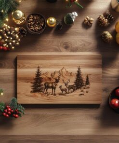 Reindeer Family Charcuterie Board | Christmas Laser Engraving