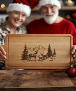 Reindeer Family Charcuterie Board | Christmas Laser Engraving