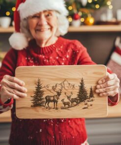 Reindeer Family Charcuterie Board | Christmas Laser Engraving