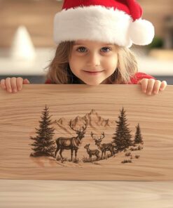 Reindeer Family Charcuterie Board | Christmas Laser Engraving