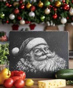 Santa Head Slate Cheese Board | Christmas Laser