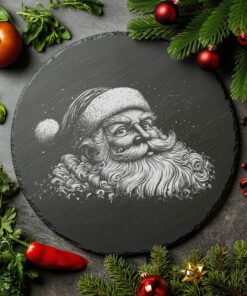 Santa Head Slate Cheese Board | Christmas Laser