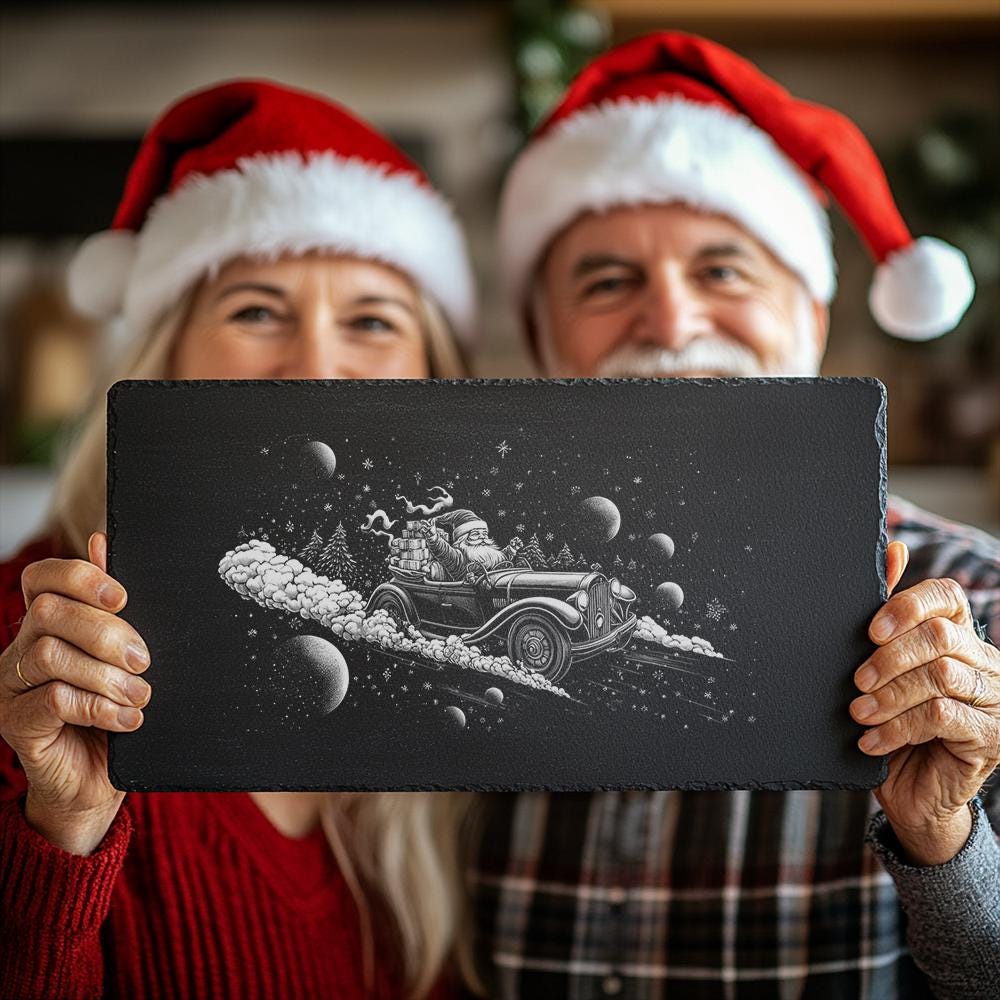 Planche de fromage en ardoise convertible du père Noël | Fichier de gravure laser de Noël