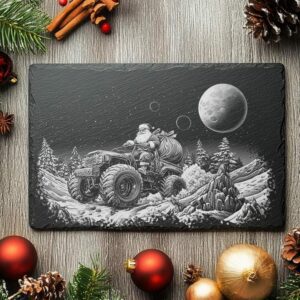 Santa on Monster Truck Slate Cheese Board |