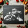 Santa on Motorcycle Slate Cheese Board | Cool