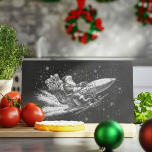 Santa on Rocket Sleigh Slate Cheese Board |