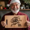 Santa on Roller Skates Charcuterie Board Laser Engraving