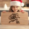 Santa on Roller Skates Charcuterie Board Laser Engraving