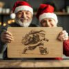 Santa on Roller Skates Charcuterie Board Laser Engraving