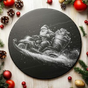 Santa on Snowmobile Slate Cheese Board | Christmas