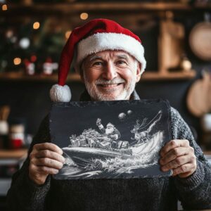 Plateau à fromage en ardoise Père Noël sur