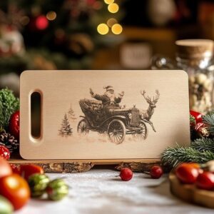 Santa on Vintage Car Charcuterie Board Engraving -